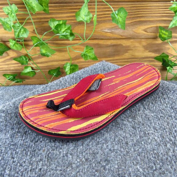 Teva Women's River Rubber Flip Flop Red Leather Sz 6 Medium‎ Gently Used 2025 - Picture 1 of 6